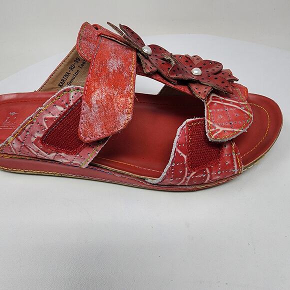 L'Artiste by Spring Step Karina Slide Sandals Women EU39/US8.5 Rouge Red Floral - Picture 11 of 12